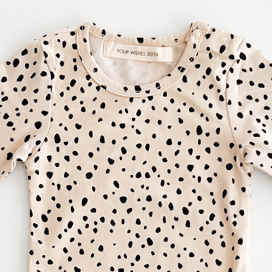 BEIGE BLACK PRINTED ONESIE