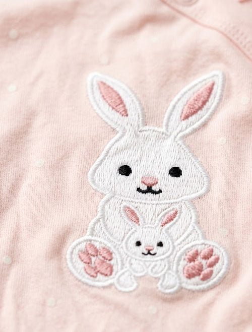 Pink bunny wrapover sleepsuit