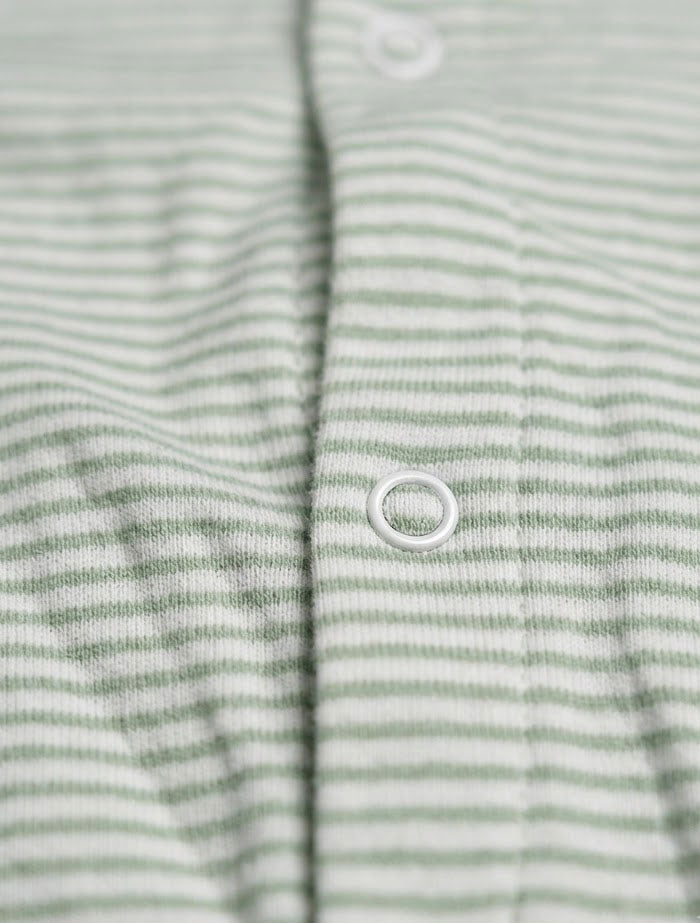 Green white stripes button sleep suit