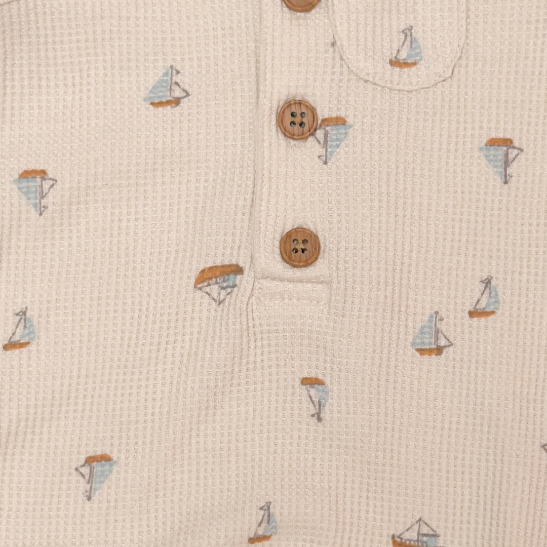 BEIGE KNITTED BUTTON JUMPSUIT