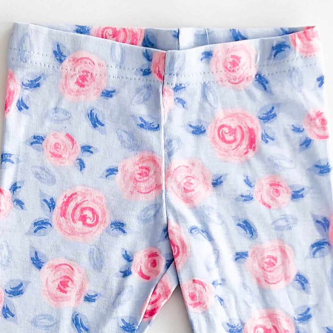 BLUE FLORAL COTTON PANTS