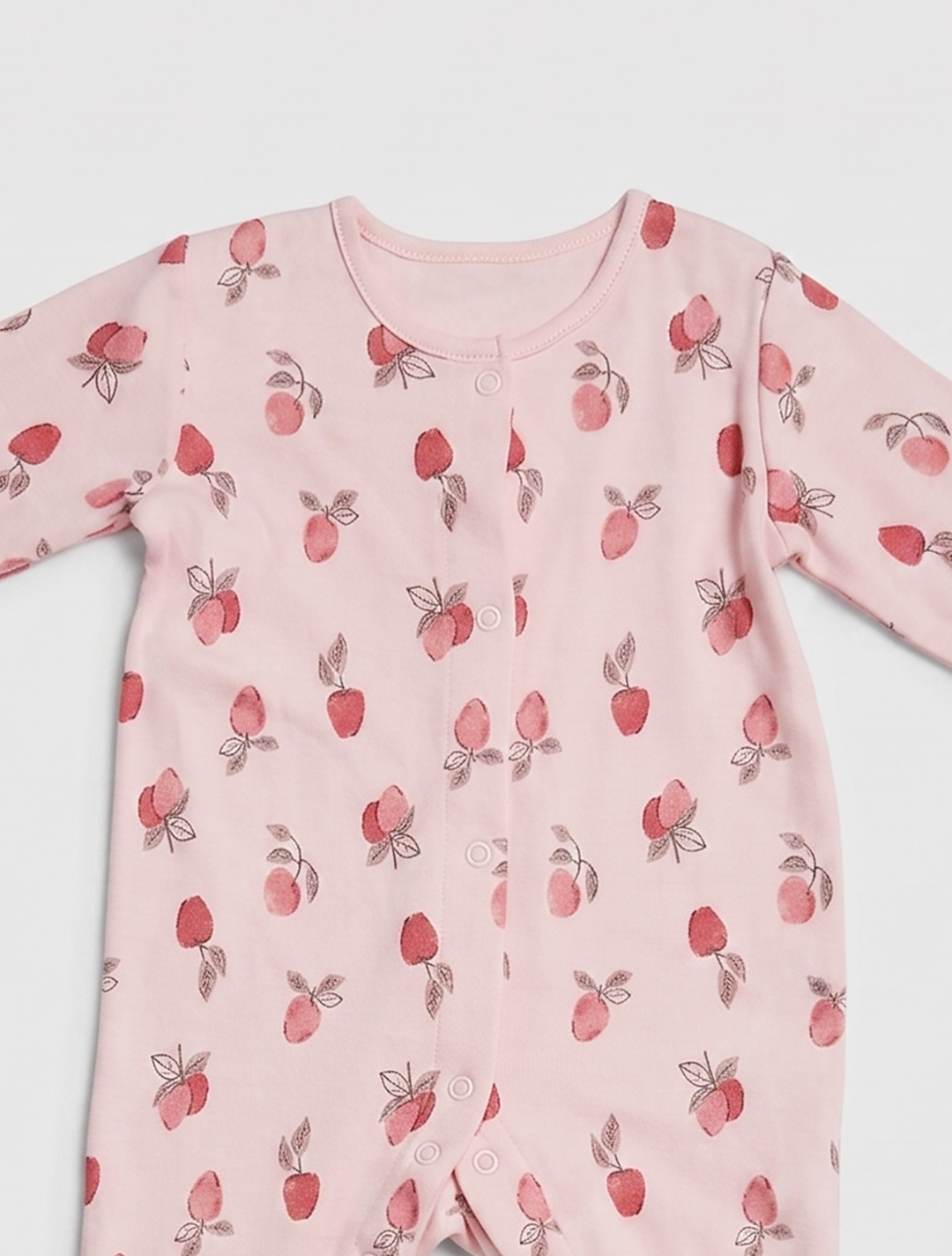 Pink printed button sleepsuit