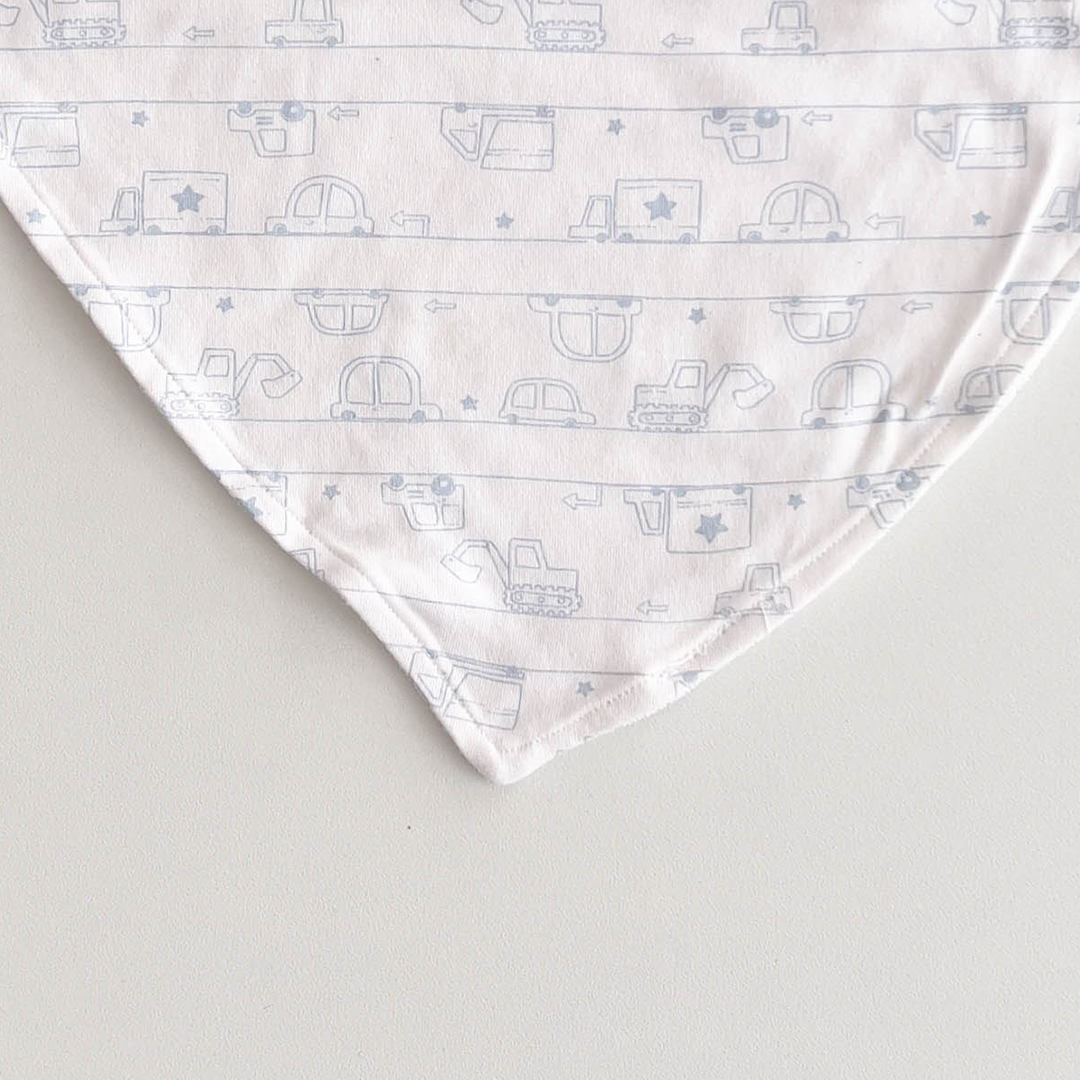 CAR PRINTED WHITE BANDANA BIBS