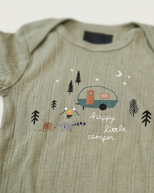 Sage green ribbed printed onesie