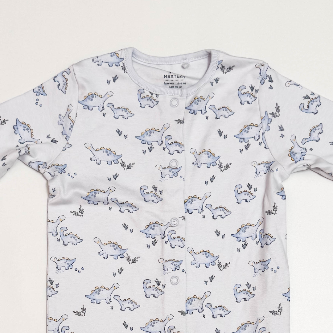 BLUE DINO PRINTED SLEEPSUIT