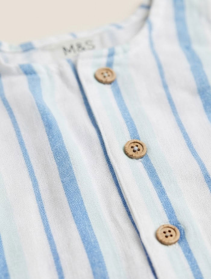 Blue stripes muslin jumpsuit
