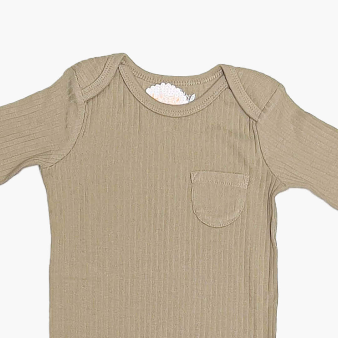 OLIVE GREEN RIBBED ONESIE