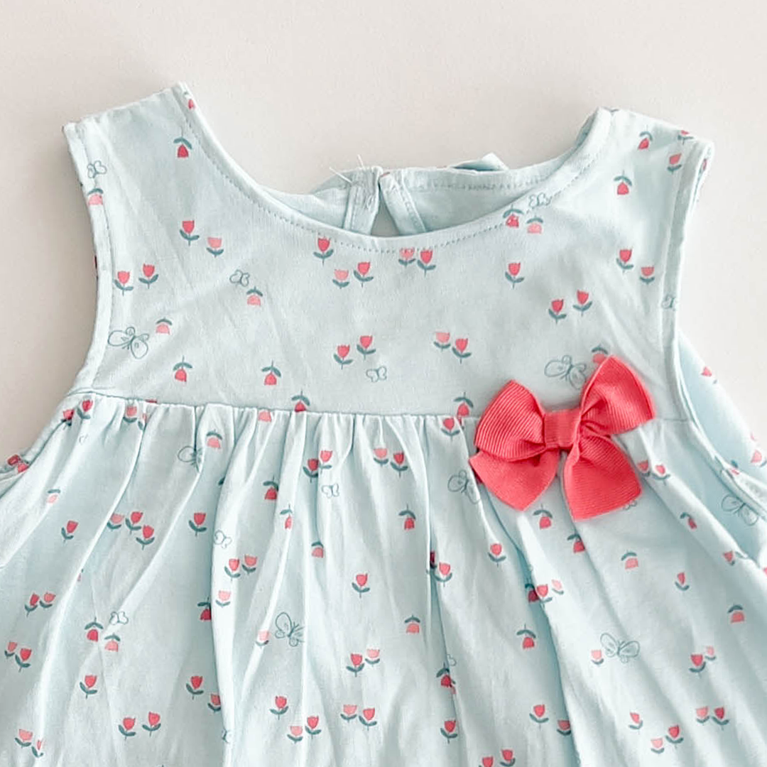 BLUE FLORAL PRINTED FRILLED FROCK