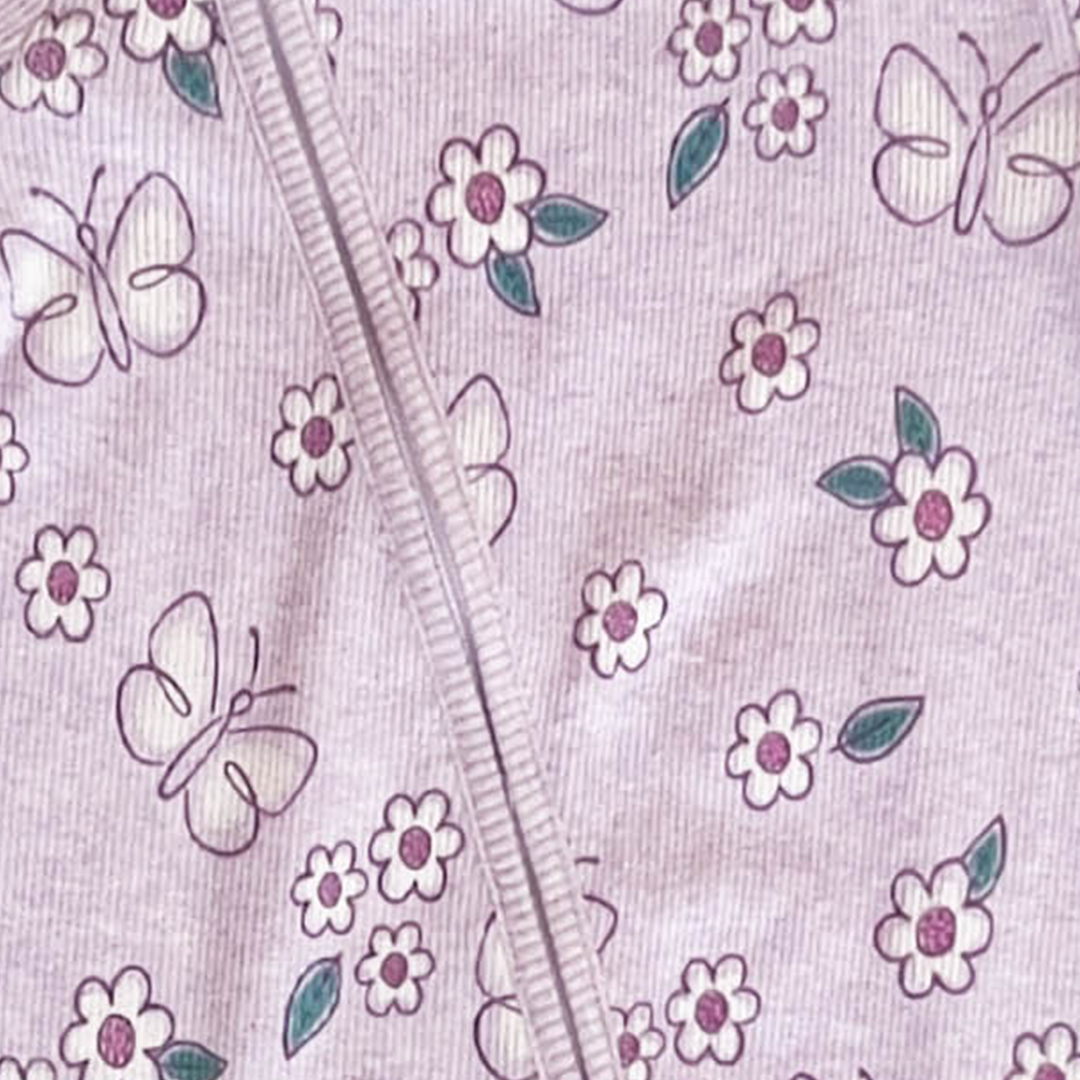 PURPLE FLORAL RIBBED ROMPER