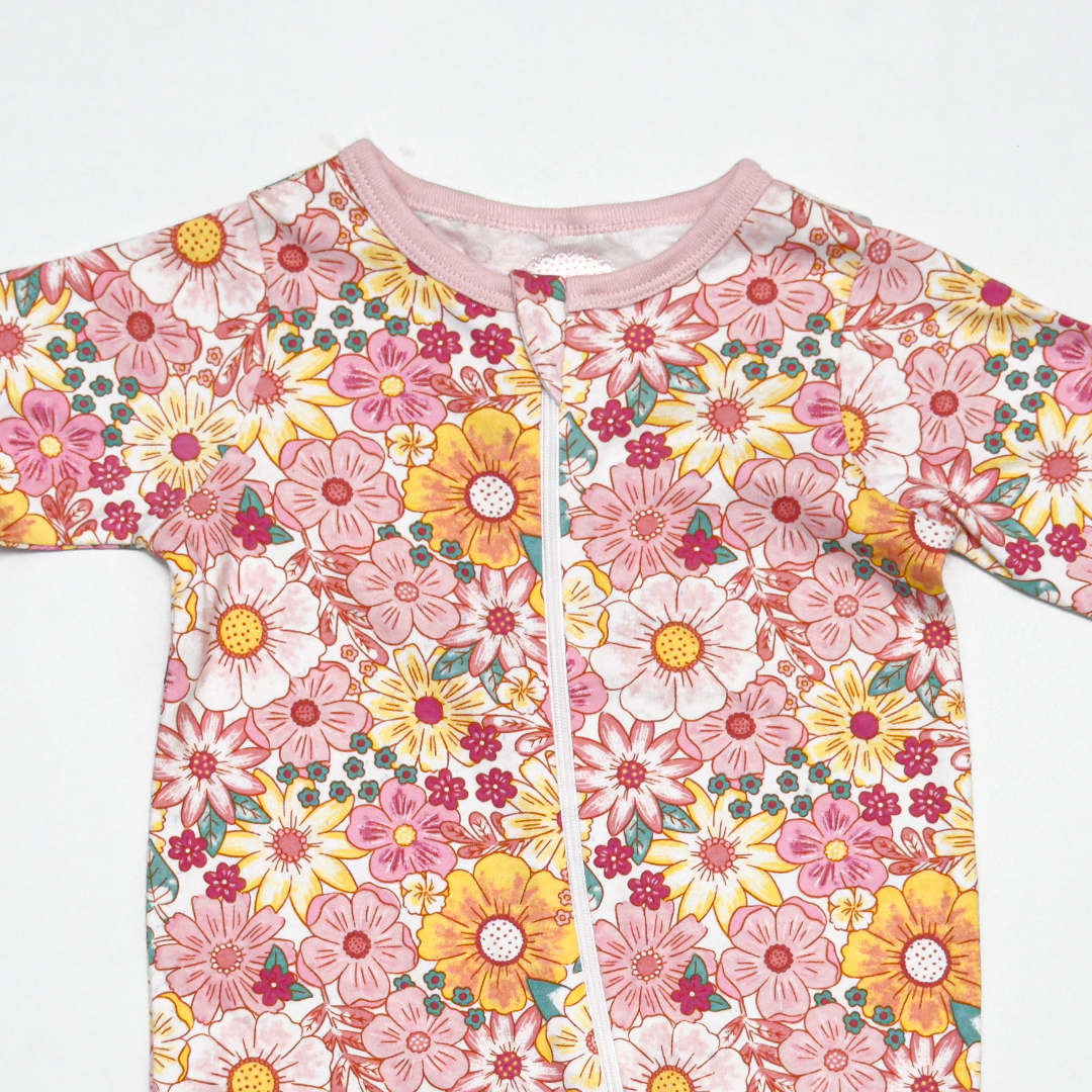 FLORAL PRINTED ZIPPER SLEEPSUIT