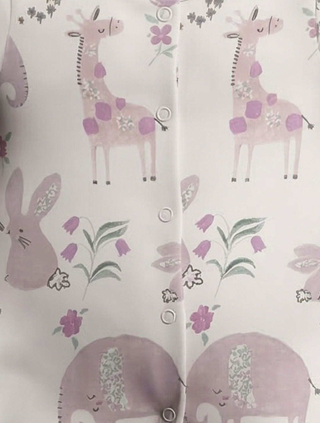 LAVENDER ANIMAL PRINTED SLEEPSUIT