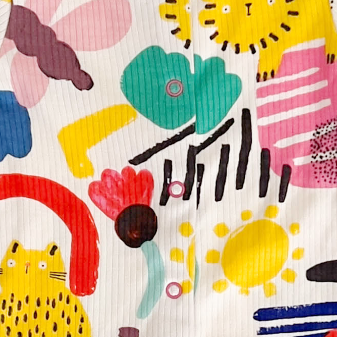 WHITE PRINT RIBBED ROMPER