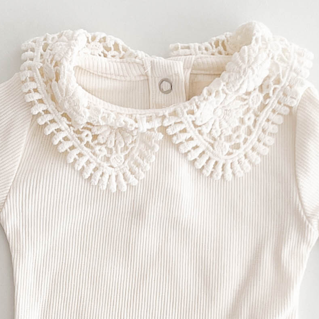 WHITE RIBBED FANCY ONESIE