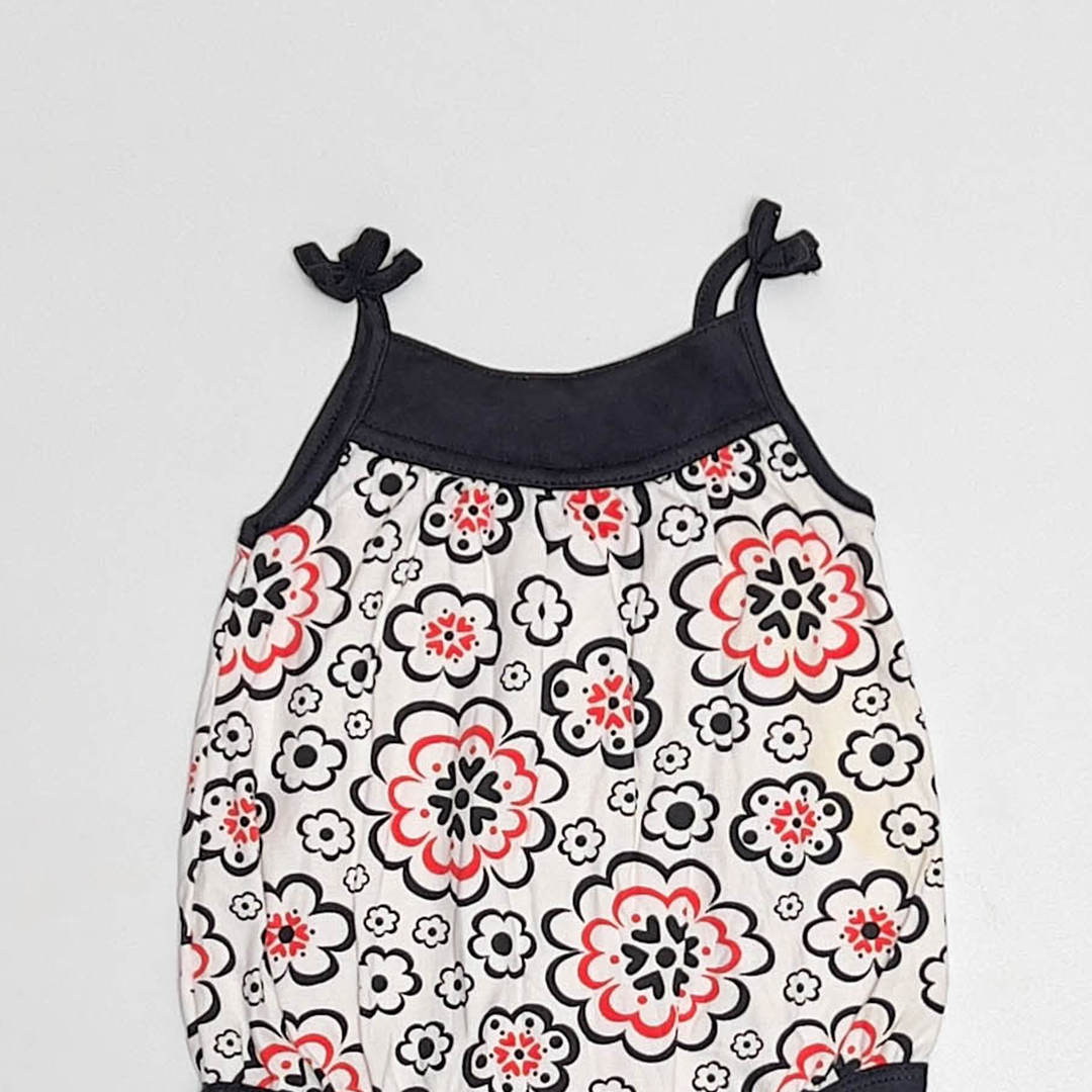 BLACK AND WHITE FLORAL ONESIE