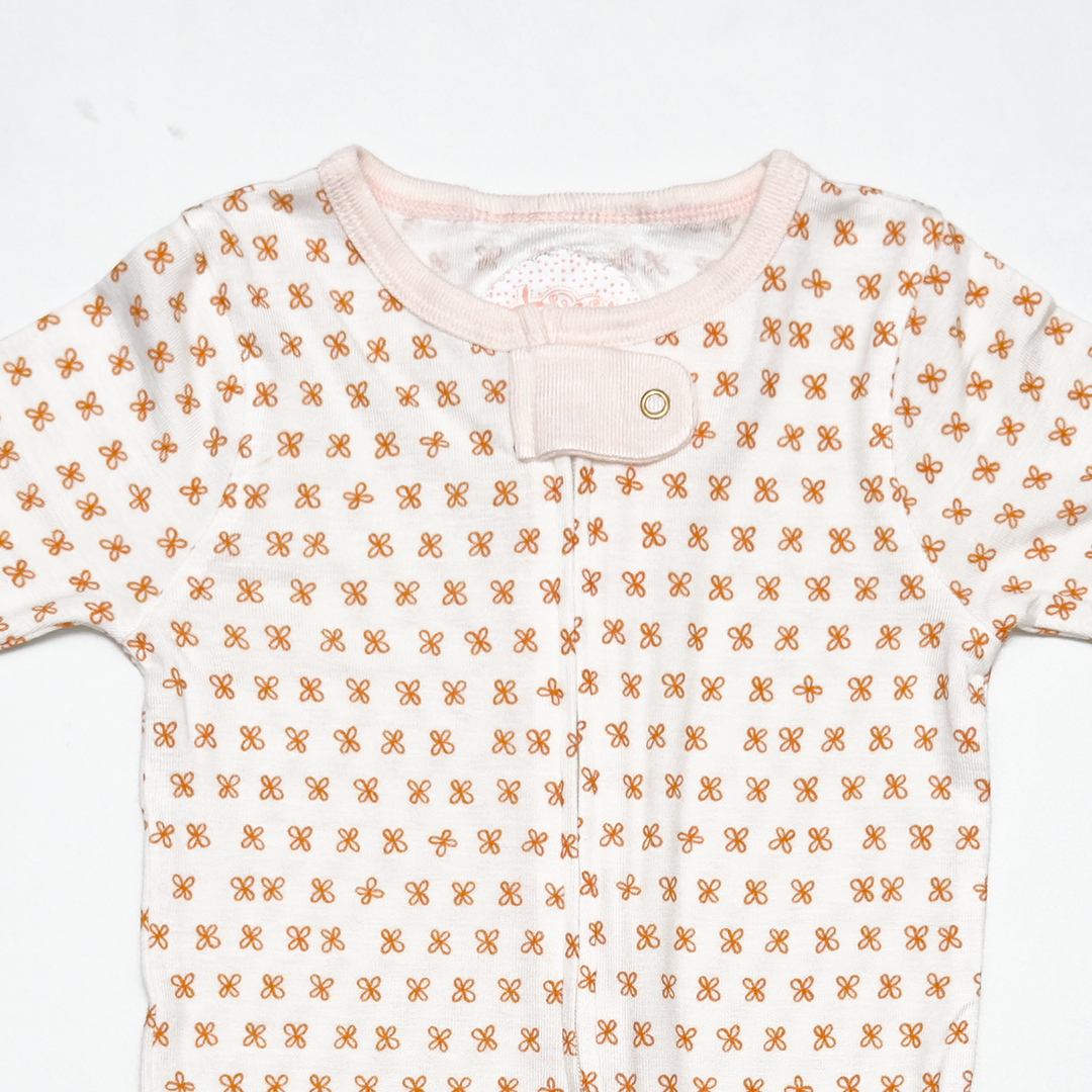 WHITE FLORAL ZIPPER VISCOUS SLEEPSUIT