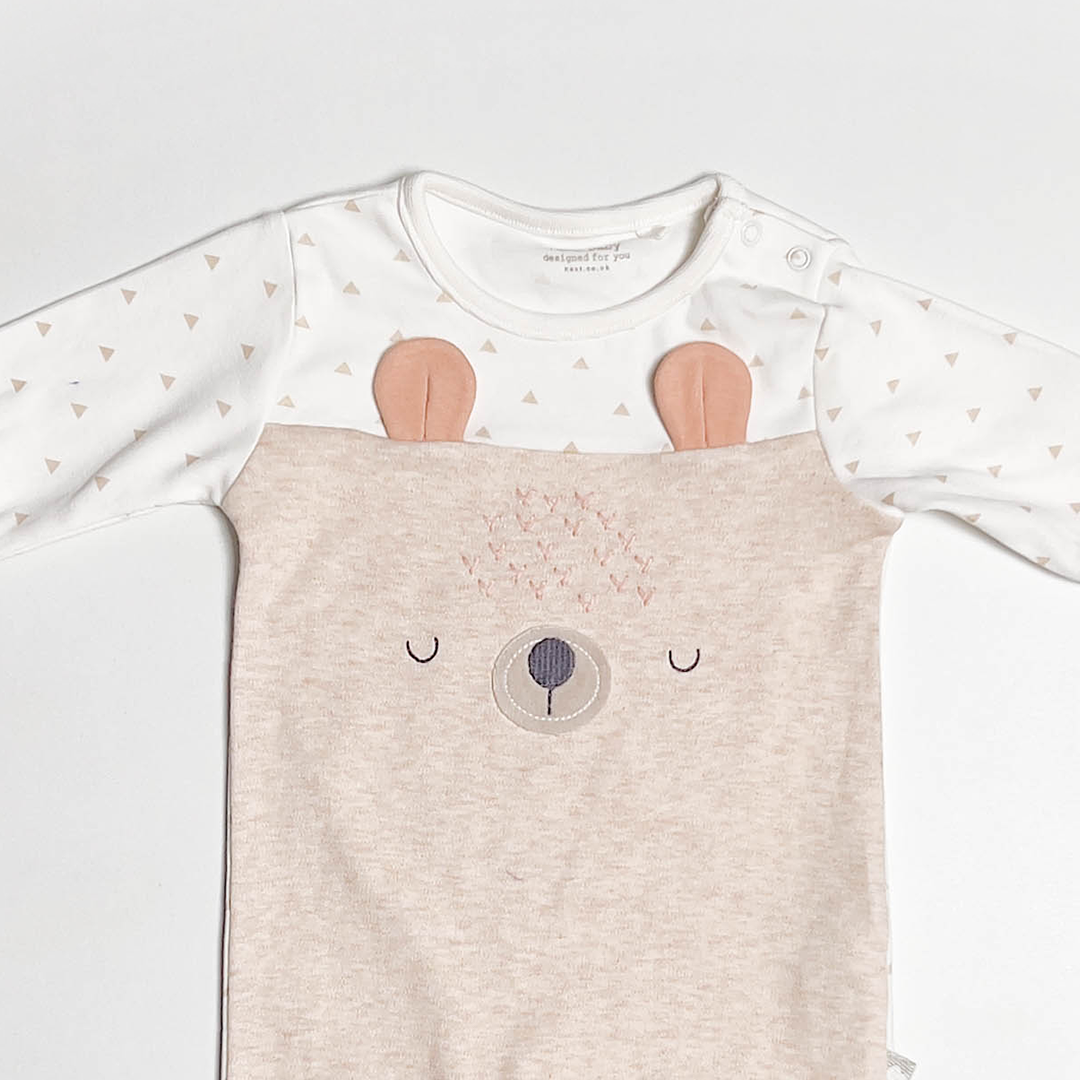 BEIGE TEADDY FACE SLEEPSUIT