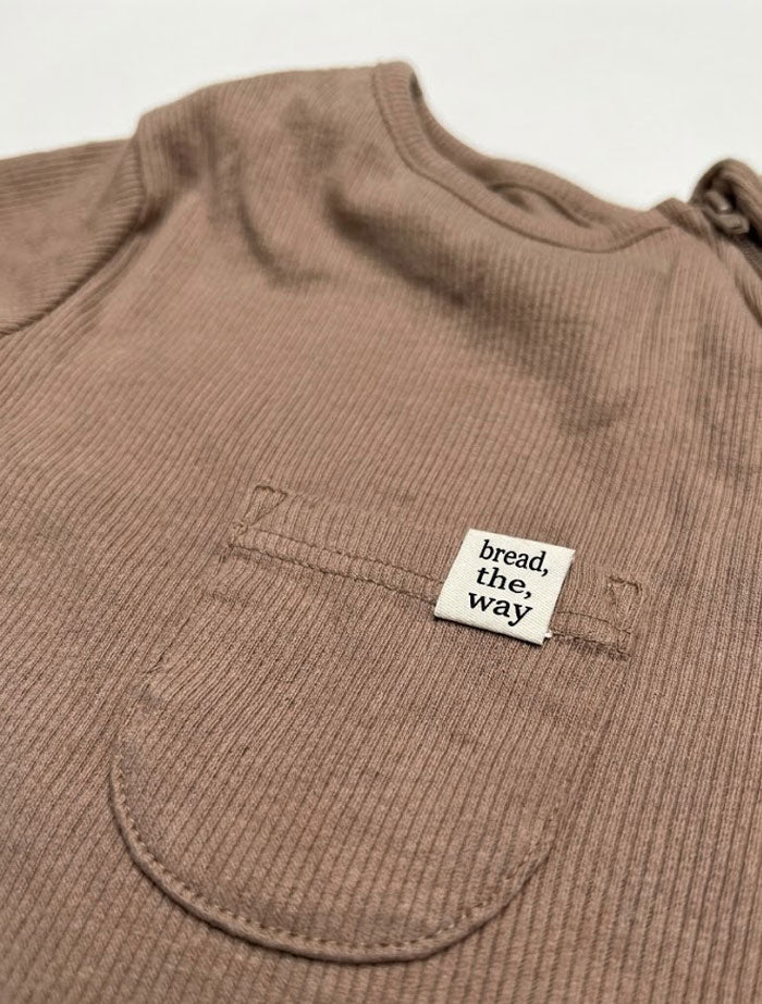Brown ribbed 2 way zipper sleep suit