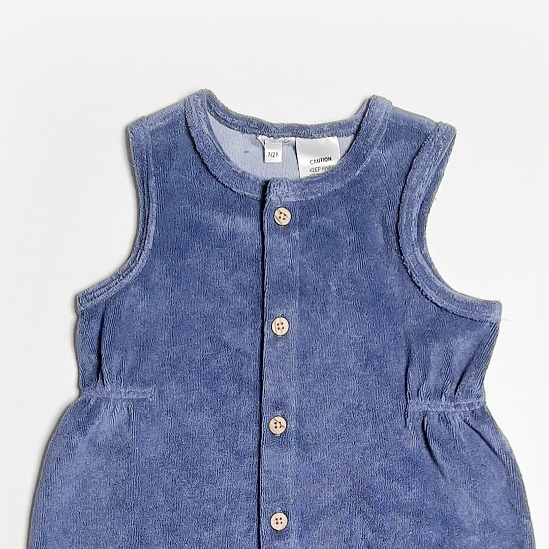 CHARCOAL BLUE VELVET JUMPSUIT