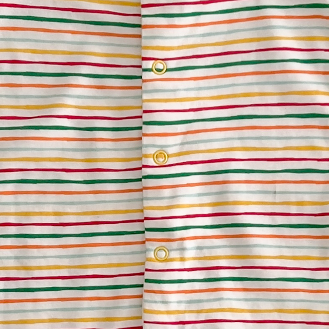 MULTICOLOURED STRIPED SLEEPSUIT