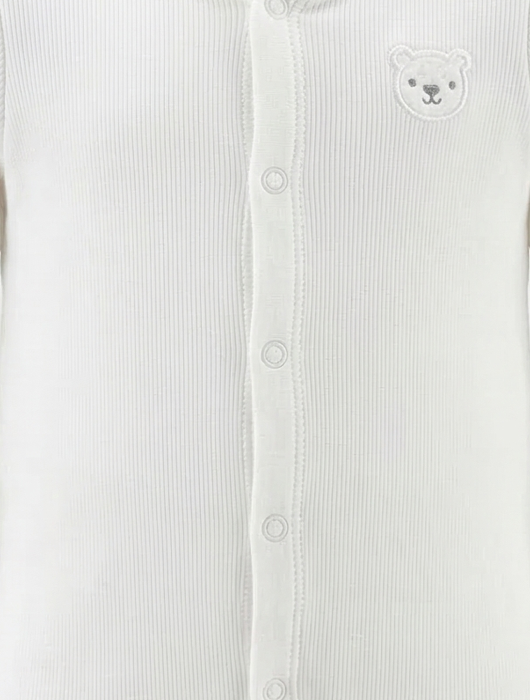 WHITE RIBBED BEAR SLEEPSUIT
