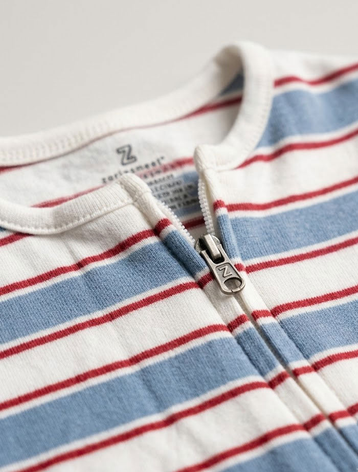 Blue and white stripes sleep suit