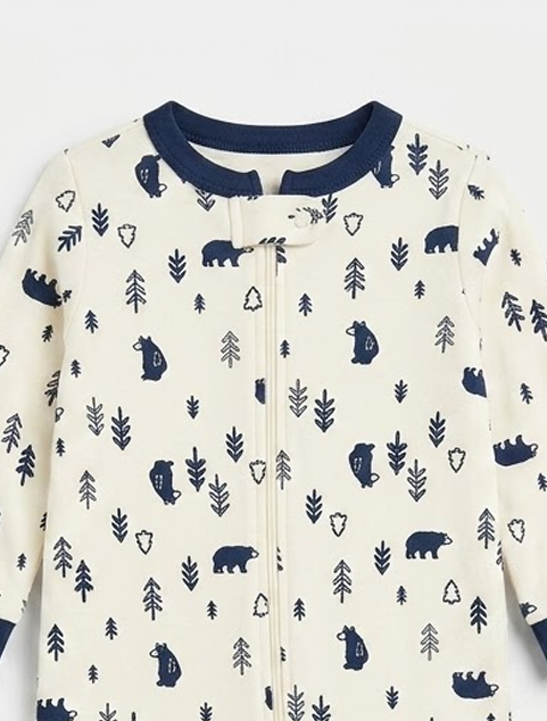 Navy blue printed zipper sleepsuit