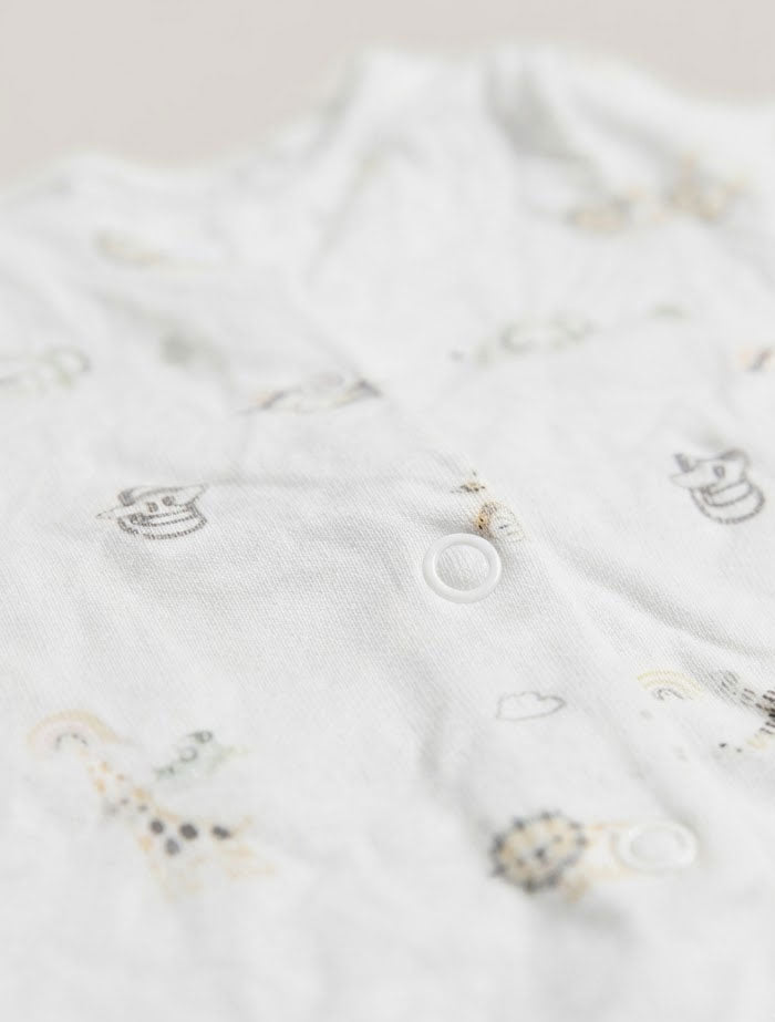 White animal printed button jumpsuit