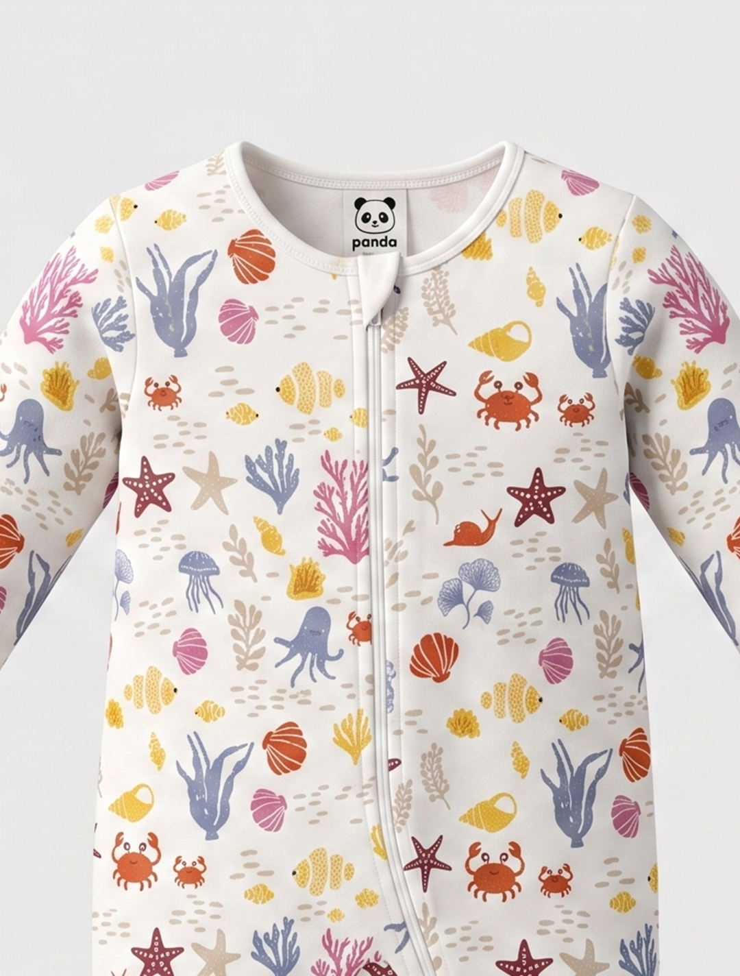 Offwhitle ocean patterned sleepsuit