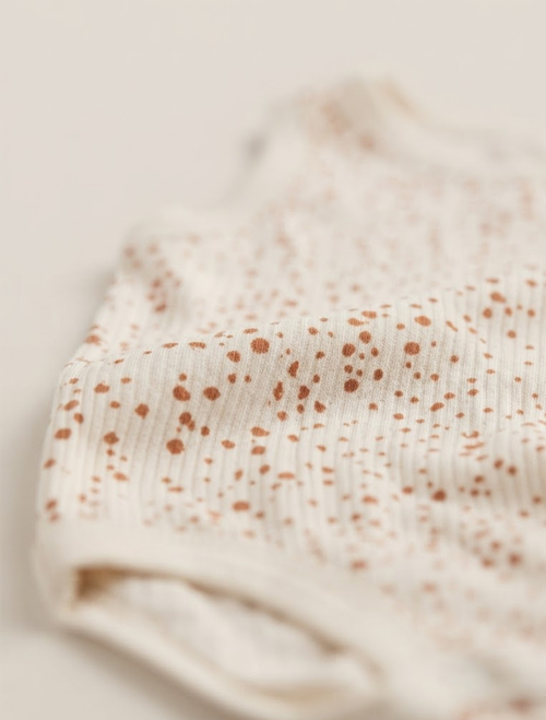 Rust brown dotted ribbed onesie