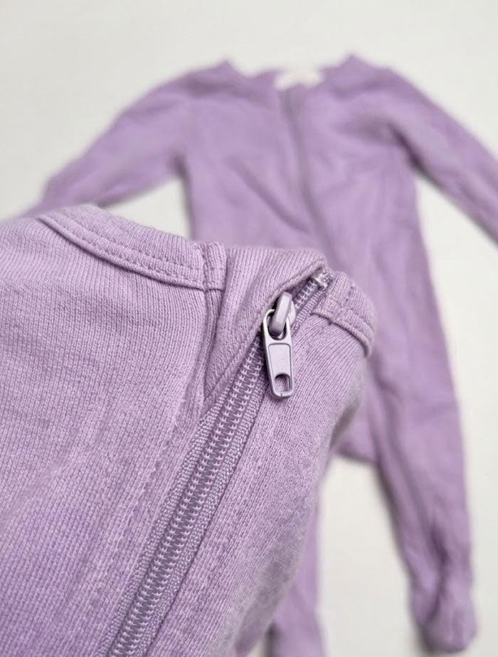 Lavender 2 way zipper sleepsuit