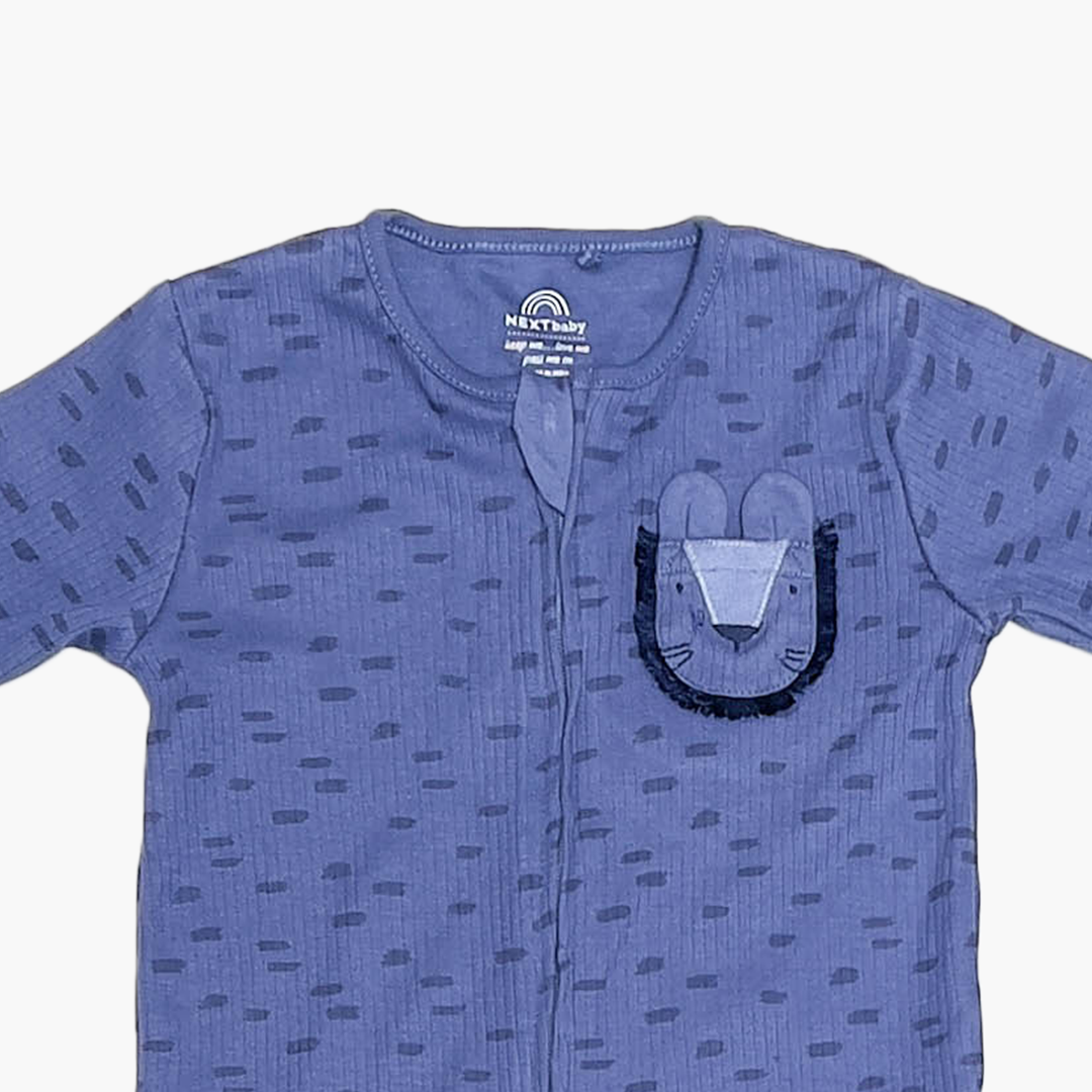 PREMIUM BLUE RIBBED SLEEPSUIT