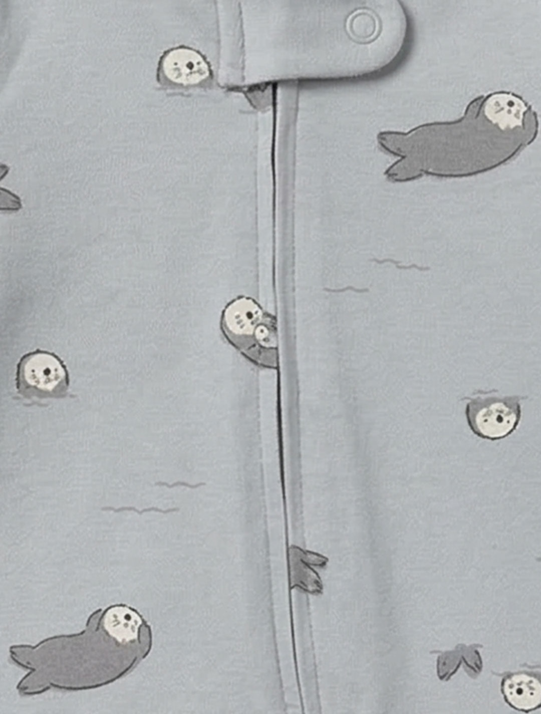 GREY PRINTED ZIPPER SLEEPSUIT