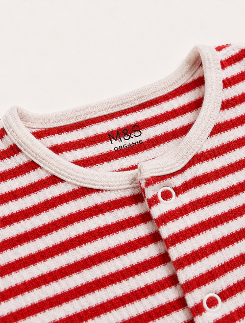 Red white striped ribbed sleepsuit