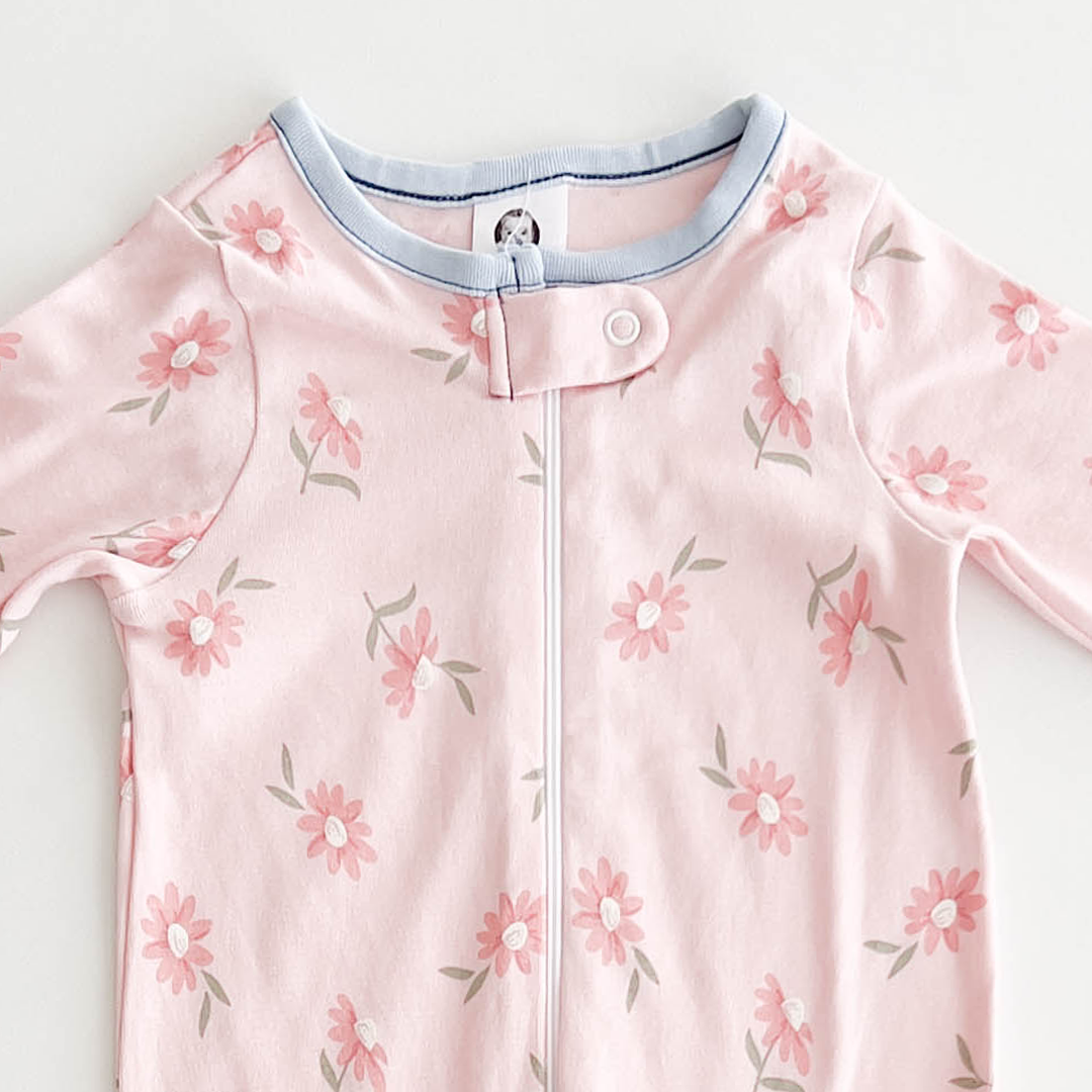 PINK FLORAL PRINTED SLEEPSUIT