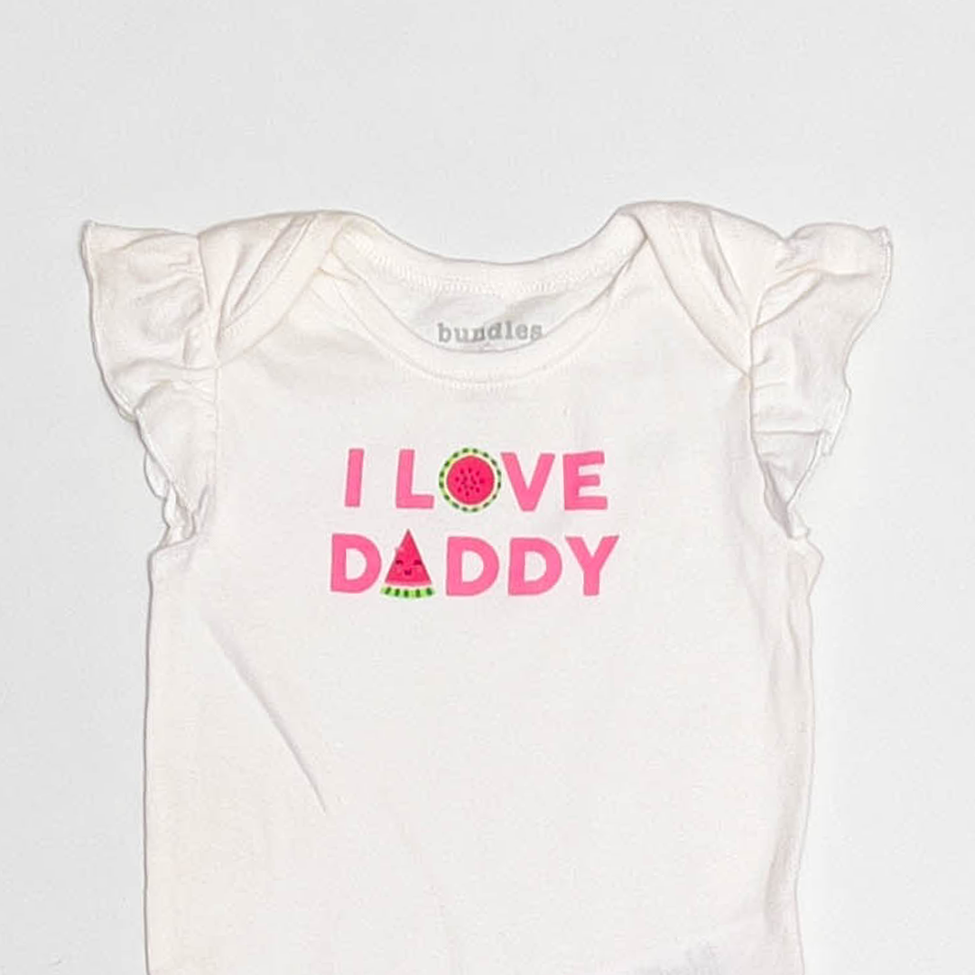 WHITE LOVE DADDY PRINTED ONESIE