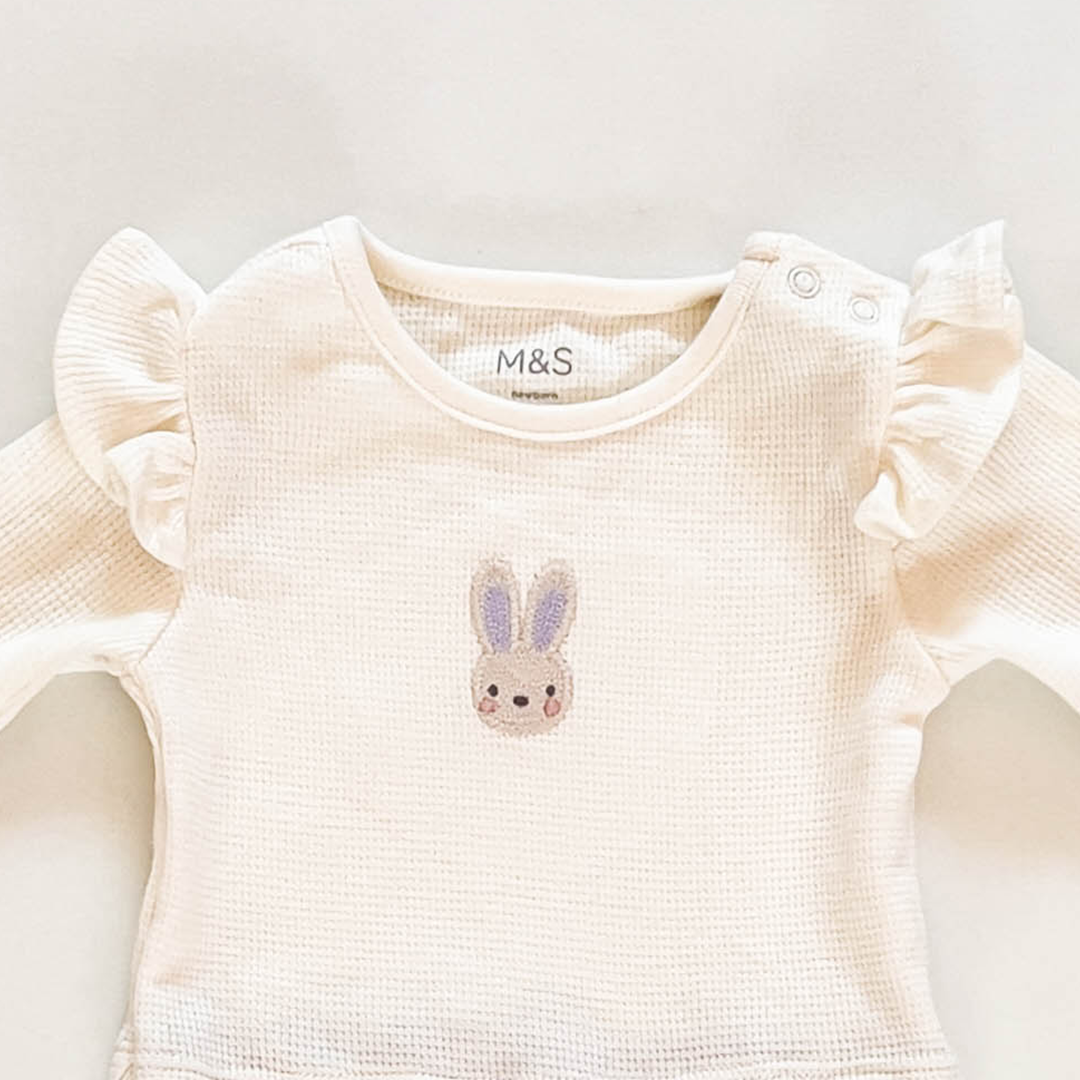 LAVENDER BUNNY PRINTED SLEEPSUIT
