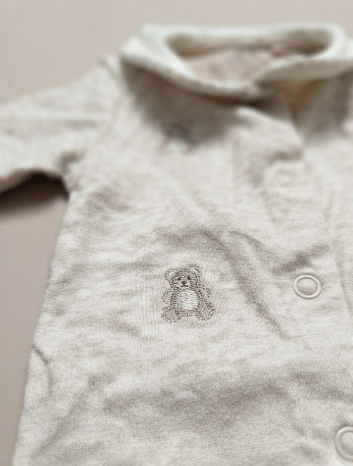 Beige bear peter pan collar sleepsuit