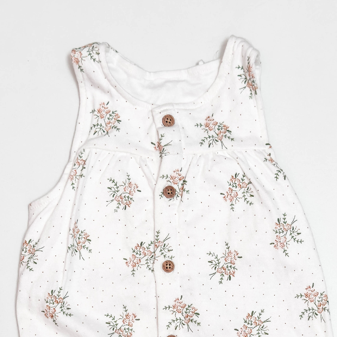 WHITE FLORAL PRINTED ROMPER