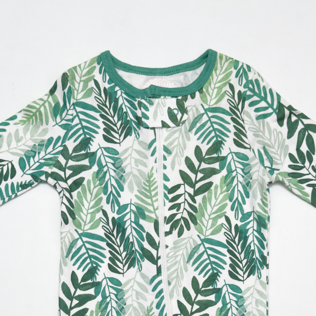 GREEN TROPICAL PRINTED SLEEPSUIT