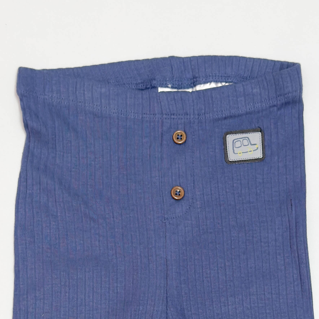 BLUE BUTTON RIBBED PANTS