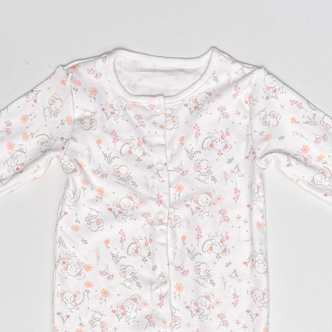 WHITE MICE PRINTED SLEEPSUIT