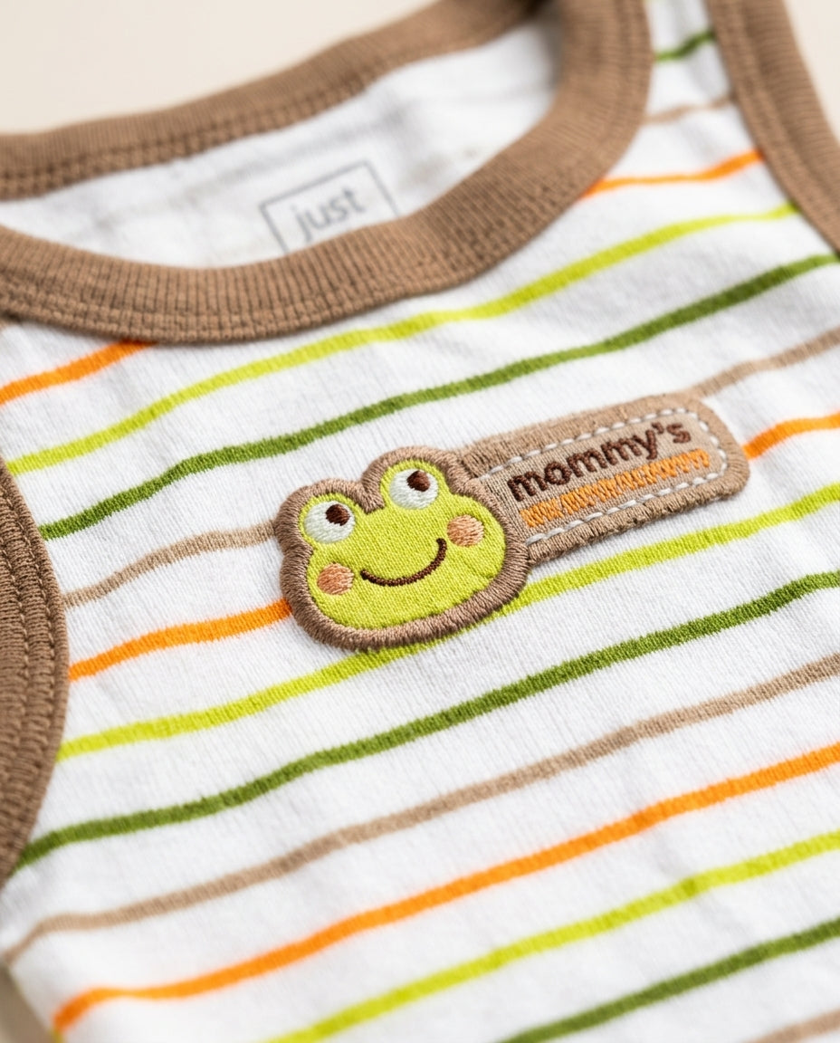 Brown stripes sleeveless onesie