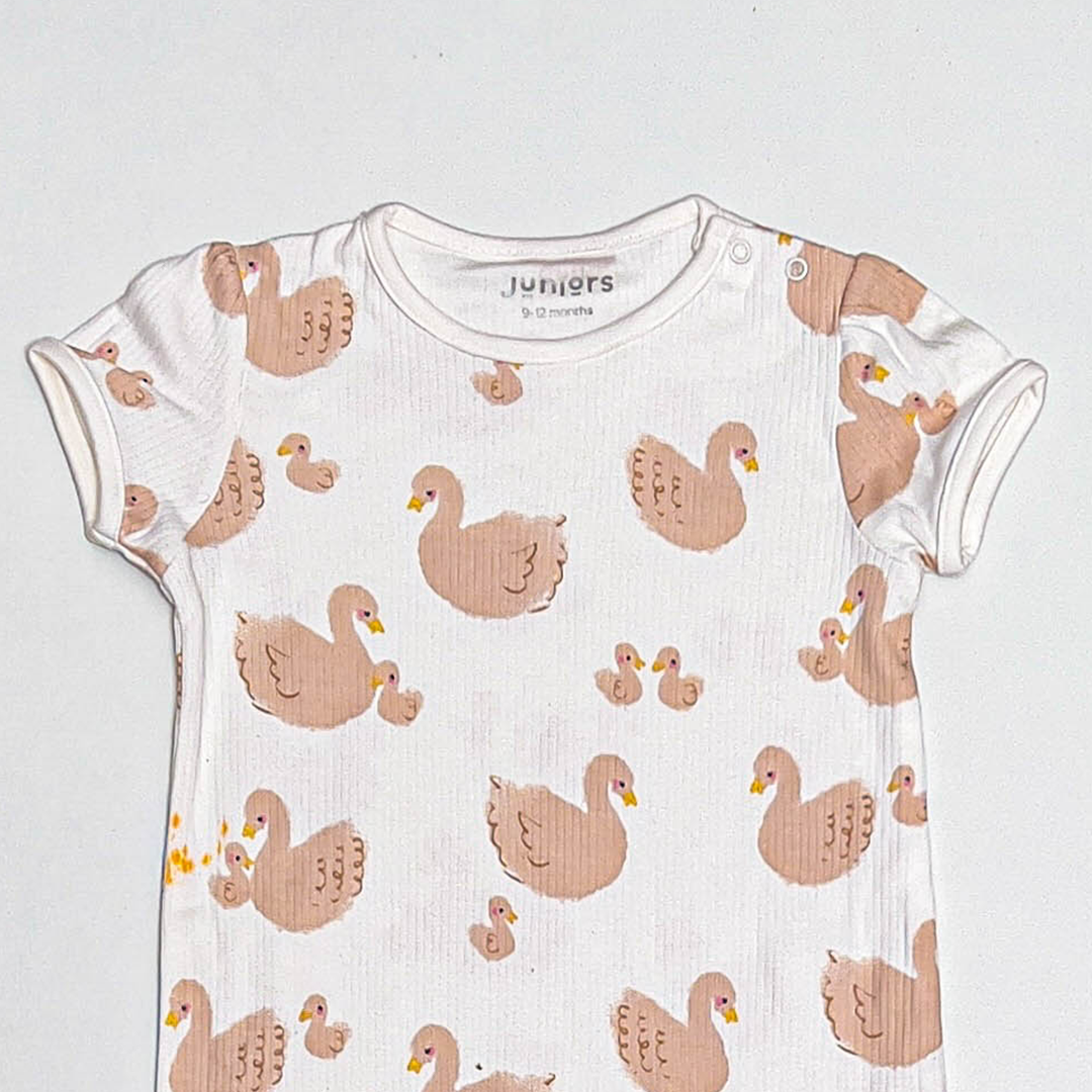 WHITE DUCK RIBBED JUMPSUIT