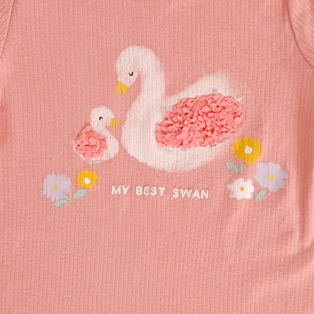 GIRLS 3D SWAN RIBBED JUMPSUIT