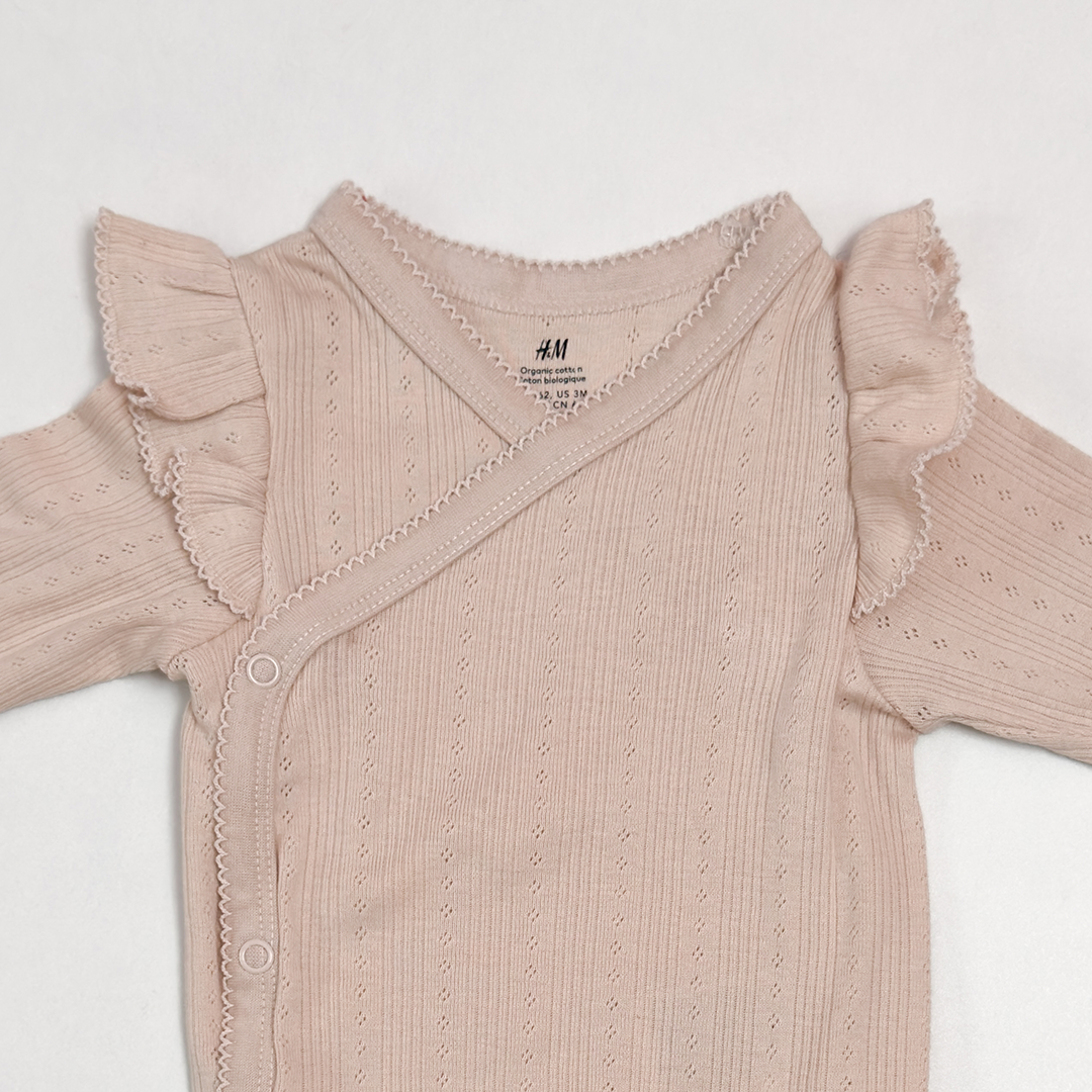 POINTELLE WRAPOVER RUFFLE ONESIE