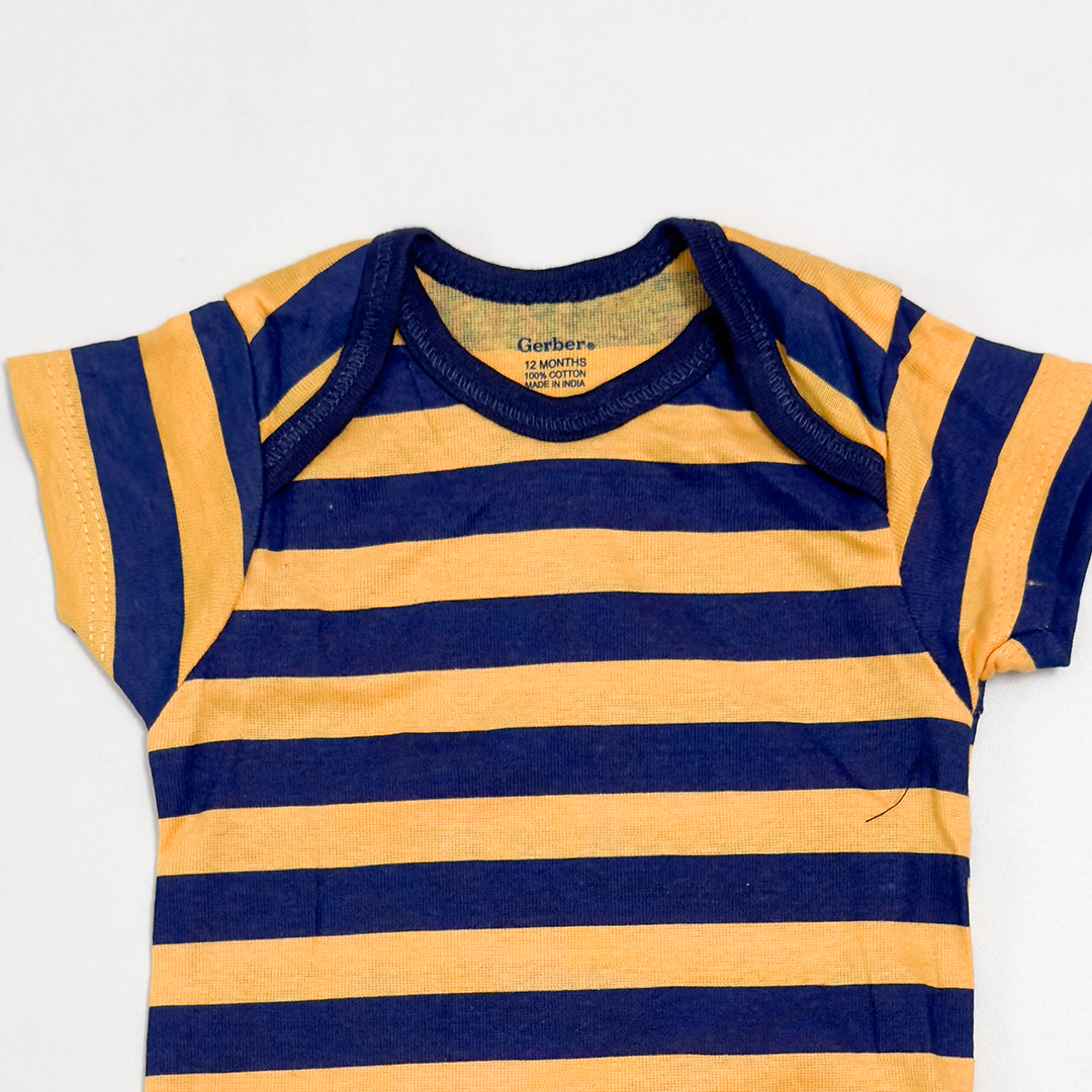 YELLOW BLUE STRIPED ONESIE