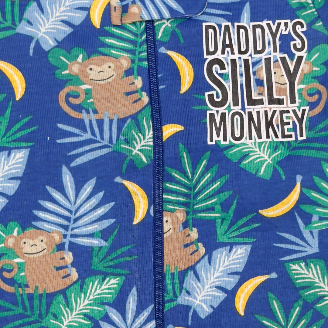 BLUE PRINTED ZIPPER JUMPSUIT