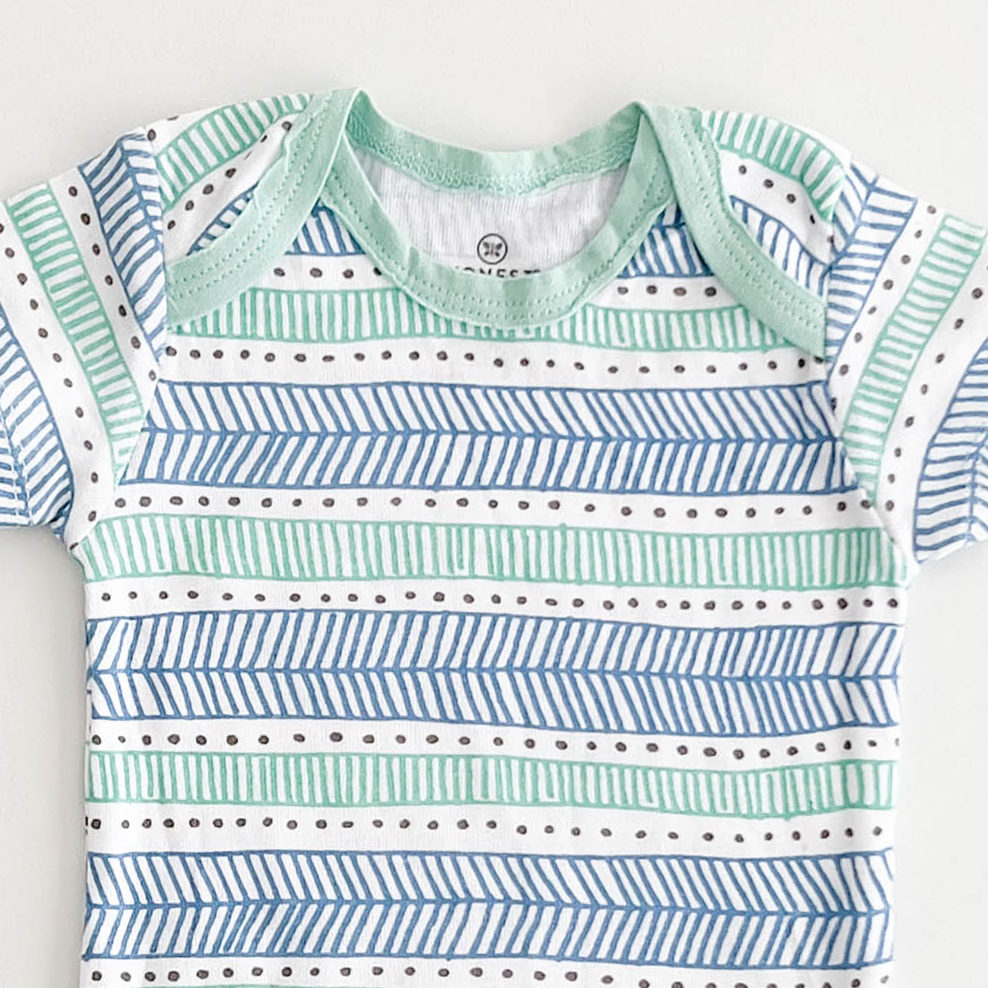 BLUE GREEN PATTERNED ONESIE