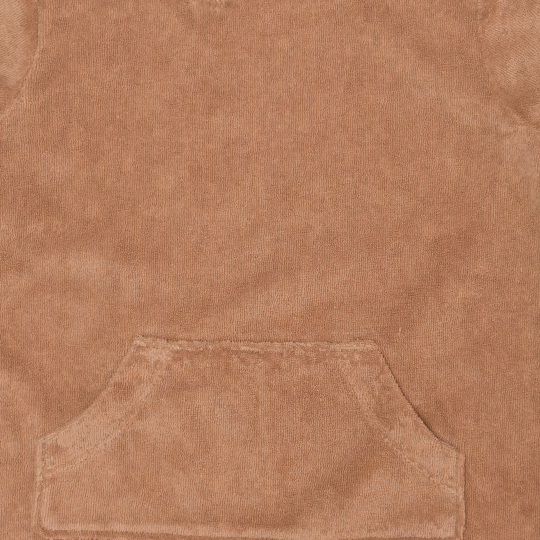 BROWN VELVET HOODED JUMPSUIT