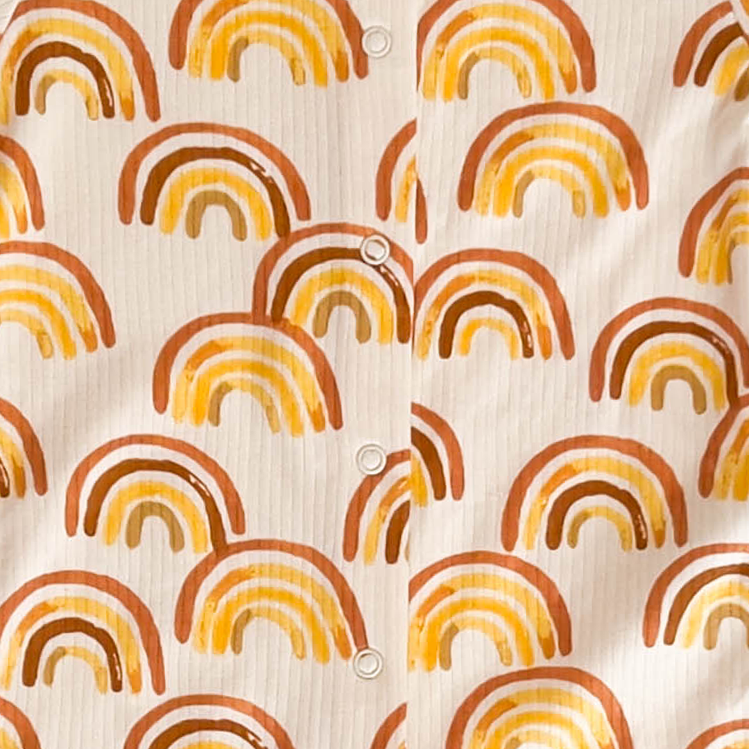 ORANGE RAINBOW RIBBED ROMPER